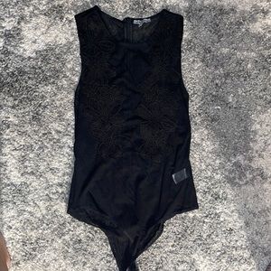 Black mesh floral bossy suit